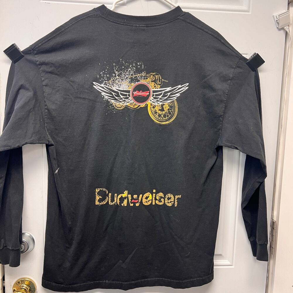 Long Sleeve XL Budweiser T-Shirt Grunge Biker Bolo Skater NOC3786